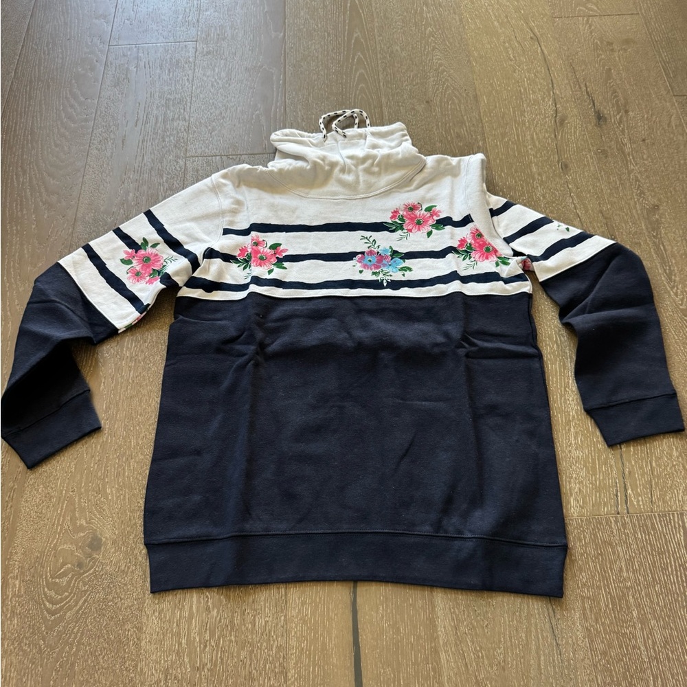 Country store cowl neck Floral Striped Pullover Sweatshirt